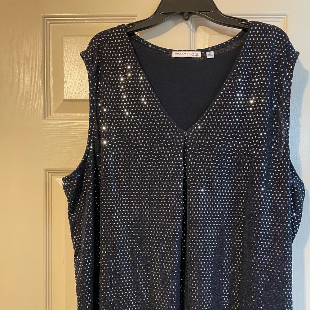 Notations Women's Sparkling Black Sleeveless Blouse